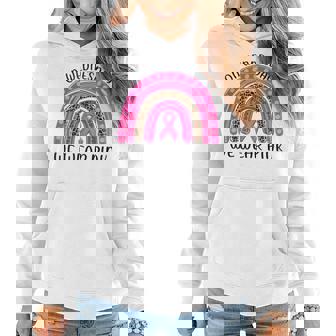 On Wednesday We Wear Pink Rainbow Breast Cancer Fighter Women Hoodie Graphic Print Hooded Sweatshirt - Thegiftio