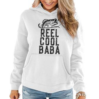 Reel Cool Baba Fishing Fisherman Funny Retro Women Hoodie Graphic Print Hooded Sweatshirt - Thegiftio UK