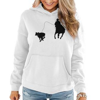 Silhouette Roping Rodeo Cowboy Calf Roper Horse Rider Lovers Women Hoodie | Mazezy