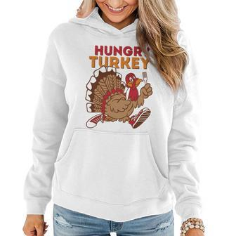 The Hungry Turkey Funny Thanksgiving Women Hoodie - Monsterry