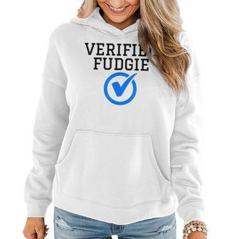 Verified Fudge Funny Michigan Slang Word Check Mark Women Hoodie Graphic Print Hooded Sweatshirt - Thegiftio UK