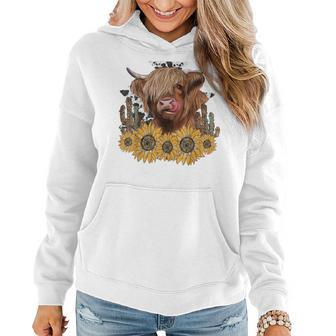 Western Highland Cow With Sunflower And Cactus Leopard Cow Women Hoodie | Mazezy