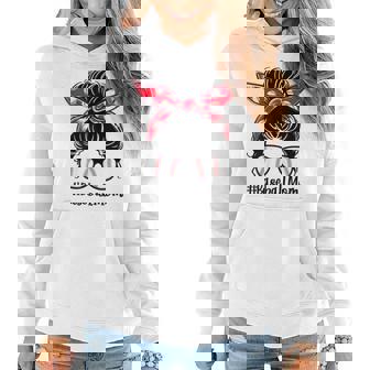 Womens Baseball Mom Leopard Messy Bun Mom Funny Mothers Day Women Hoodie | Mazezy