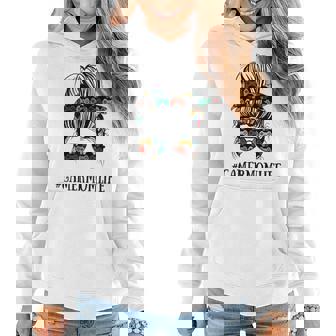 Womens Messy Bun Life Of A Gamer Mom Mothers Day Gaming Mother Women Hoodie - Thegiftio