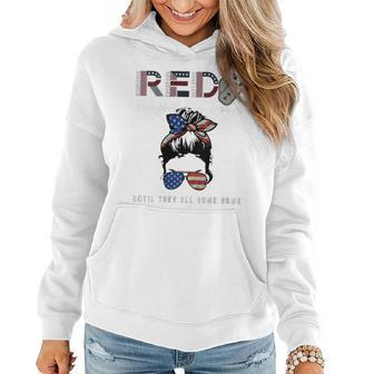 Womens On Friday We Wear Red Friday Military Support Troops Us Flag Women Hoodie - Seseable