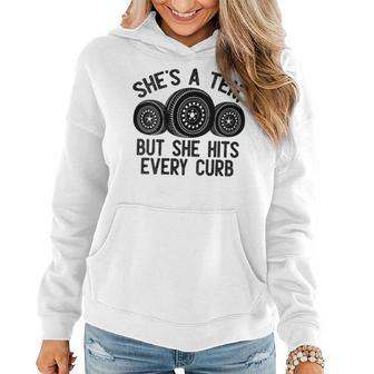 Womens Shes A Ten But She Hits Every Curb Funny Quote Women Hoodie - Thegiftio UK