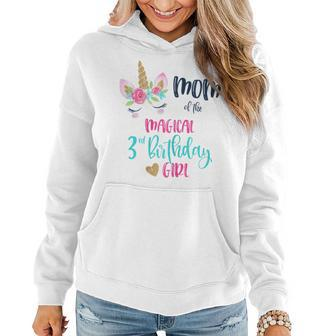 Womens Unicorn Mom Of The 3Rd Birthday Girl Shirt Matching Daughter Women Hoodie | Mazezy