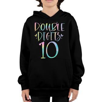 10 Double Digits 10 Year Old 10Th Birthday Girl Tie Dye Youth Hoodie - Thegiftio UK