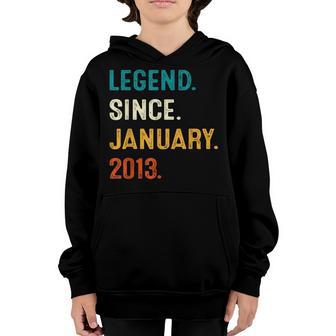 10 Year Old Gift Legend Since January 2013 10Th Birthday Boy Youth Hoodie - Thegiftio UK