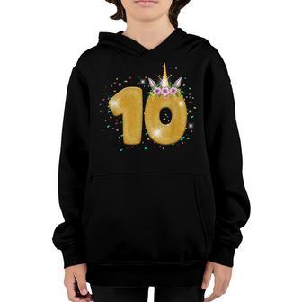 10 Year Old Gifts Girls Ns 10Th Birthday Unicorn Party Youth Hoodie - Thegiftio UK