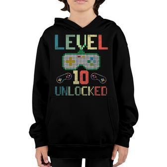 10 Year Old Gifts Level 10 Unlocked 10Th Birthday Boy Gaming Youth Hoodie - Seseable
