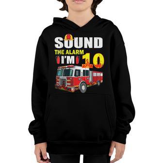 10 Year Old Its My 10Th Birthday Boy Fire Truck Fireman Youth Hoodie - Thegiftio UK