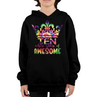 10 Year Old Tie Dye Gift Girls Nager 10Th Birthday Girl Youth Hoodie - Thegiftio UK