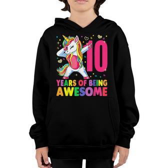 10 Year Old Unicorn Dabbing 10Th Birthday Girl Unicorn Party Youth Hoodie - Thegiftio UK