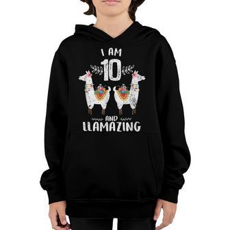 10 Years Old 10Th Birthday Llama Birthday Girl Gift V10 Youth Hoodie - Thegiftio UK