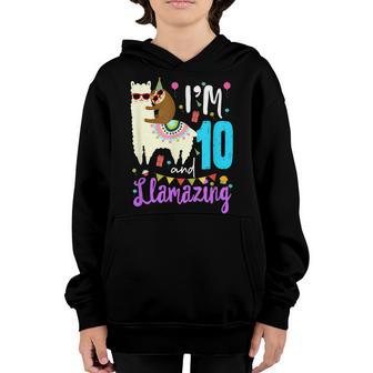 10 Years Old 10Th Birthday Llama Birthday Girl Gift V13 Youth Hoodie - Thegiftio UK