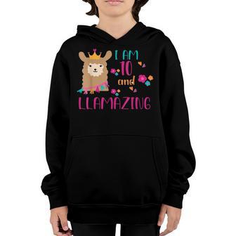 10 Years Old 10Th Birthday Llama Birthday Girl Gift V14 Youth Hoodie - Thegiftio UK