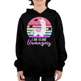 10 Years Old 10Th Birthday Llama Birthday Girl Gift V15 Youth Hoodie - Thegiftio UK