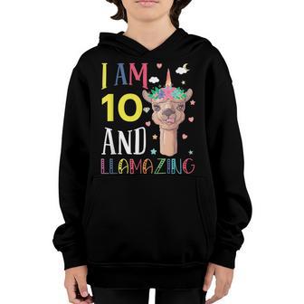 10 Years Old 10Th Birthday Llama Birthday Girl Gift V18 Youth Hoodie - Thegiftio UK