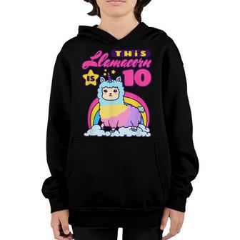 10 Years Old 10Th Birthday Llama Birthday Girl Gift V19 Youth Hoodie - Thegiftio UK