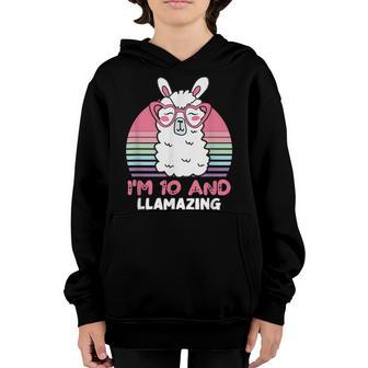 10 Years Old 10Th Birthday Llama Birthday Girl Gift V2 Youth Hoodie - Thegiftio UK