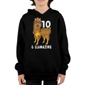 10 Years Old 10Th Birthday Llama Birthday Girl Gift V20 Youth Hoodie - Thegiftio UK