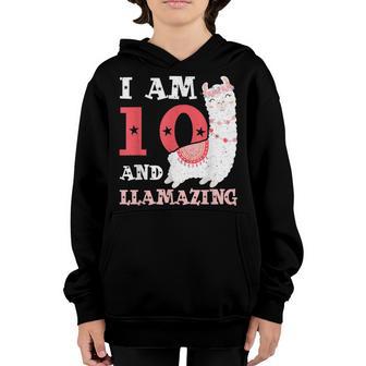 10 Years Old 10Th Birthday Llama Birthday Girl Gift V24 Youth Hoodie - Thegiftio UK