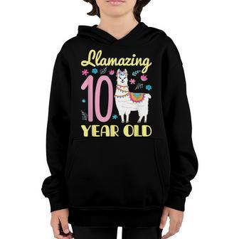 10 Years Old 10Th Birthday Llama Birthday Girl Gift V9 Youth Hoodie - Thegiftio UK