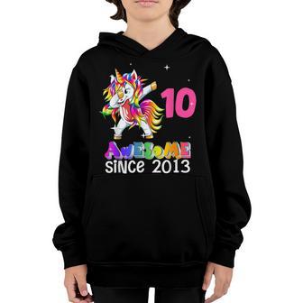 10 Years Old Unicorn Dabbing 10Th Birthday Girl Ns Party Youth Hoodie - Thegiftio UK
