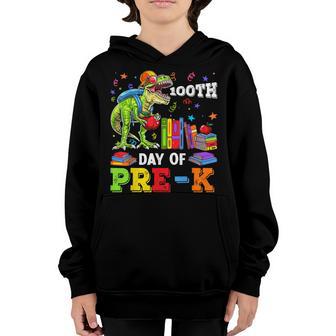 100 Day Of Pre K T Rex Student Kids 100 Days Of School V2 Youth Hoodie - Thegiftio UK