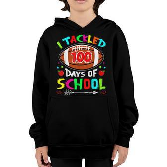 100 Day Of School Kids Football Tackled 100 Days Boy Youth Hoodie - Seseable