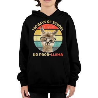 100 Day Of School No Probllama Llama Alpaca Math Nerd Youth Hoodie - Seseable