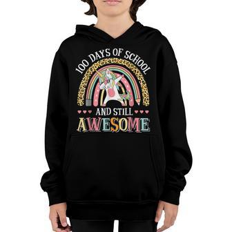 100 Days And Still Awesome 100Th Day Of School Girls Unicorn V2 Youth Hoodie - Thegiftio UK