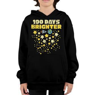 100 Days Brighter 100Th Day Of School Stars Rocket Youth Hoodie - Thegiftio UK