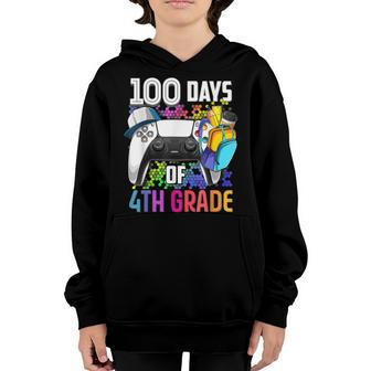 100 Days Of 4Th Grade Level Unlocked 100 Days Of School Kids Youth Hoodie - Thegiftio UK