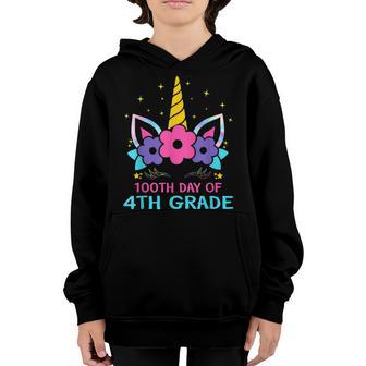 100 Days Of 4Th Grade Unicorn Girl Costume Gift Kids Youth Hoodie - Thegiftio UK