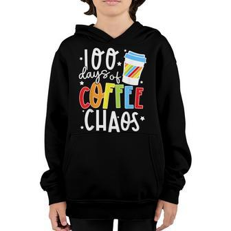 100 Days Of Coffee & Chaos Happy 100 Days Of School Smarter Youth Hoodie - Seseable