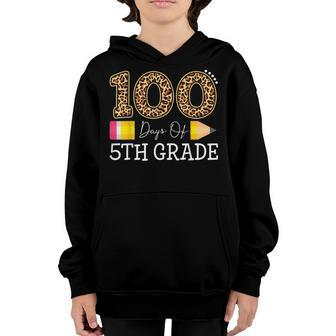 100 Days Of Fifth Grade Leopard Happy 100Th Day Of School Youth Hoodie - Thegiftio UK
