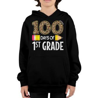 100 Days Of First Grade Teacher Student 100Th Day Of School V4 Youth Hoodie - Thegiftio UK