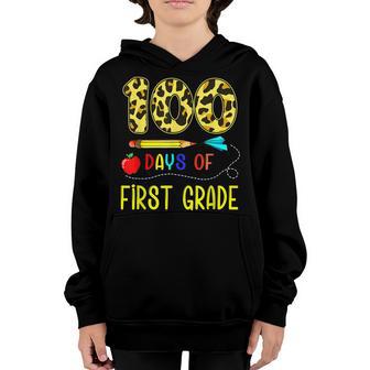 100 Days Of First Grade Teacher Student 100Th Day Of School Youth Hoodie - Thegiftio UK