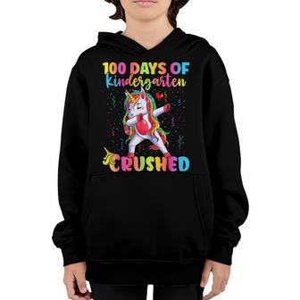 100 Days Of Kindergarten Crushed Unicorn Dabbing Boys Girls Youth Hoodie - Thegiftio UK