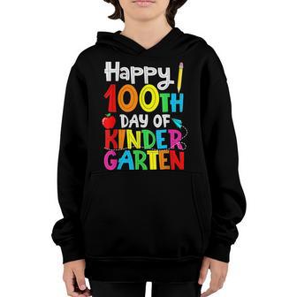 100 Days Of Kindergarten Happy 100Th Day Of School Gift V2 Youth Hoodie - Thegiftio UK