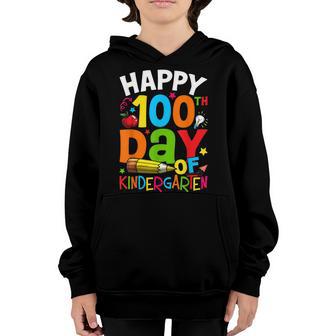 100 Days Of Kindergarten - Happy 100Th Day Of School Youth Hoodie - Thegiftio UK