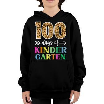 100 Days Of Kindergarten School Teacher Leopard 100Th Day Youth Hoodie - Thegiftio UK