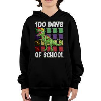 100 Days Of Kindergarten T-Rex Tally Teacher Kids Novelty Youth Hoodie - Thegiftio UK