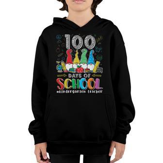 100 Days Of Kindergarten Teacher Gnome 100Th Day School Fun Youth Hoodie - Thegiftio UK