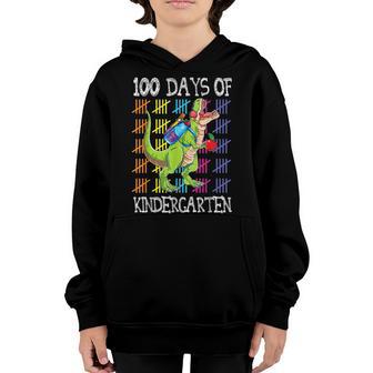 100 Days Of Kindergarten Trex 100Th Day Of School Youth Hoodie - Thegiftio UK