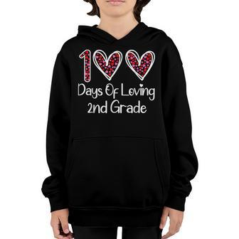 100 Days Of Loving 2Nd Grade 100 Day Of School Valentine Day V2 Youth Hoodie - Seseable