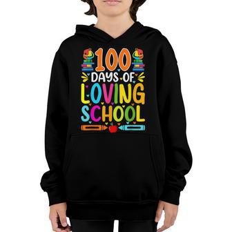100 Days Of Loving School Cute 100Th Day Of School Youth Hoodie - Thegiftio UK