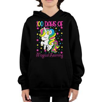 100 Days Of Magical Learning School Funny Unicorn Girl Kids Youth Hoodie - Thegiftio UK
